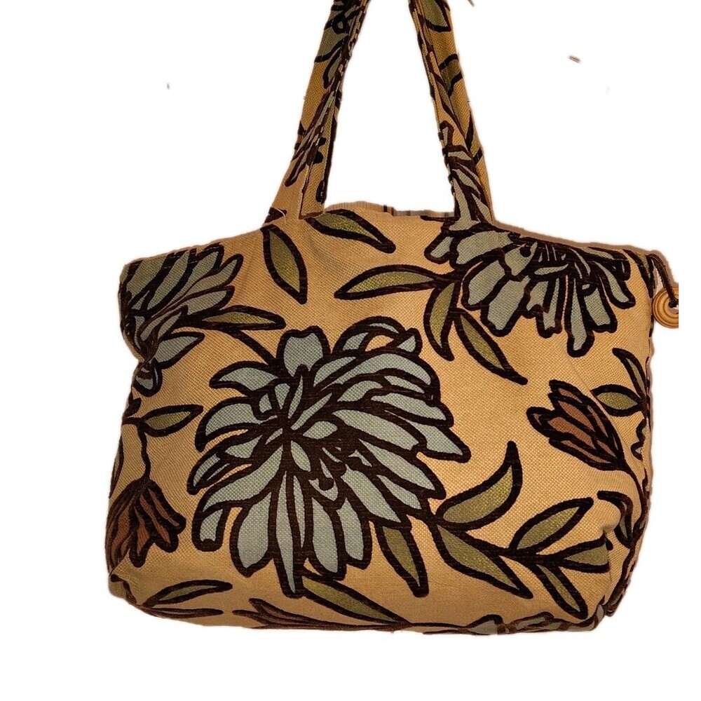Vintage Kindred Spirit Style Floral Chenille Tapestry Tote Bag Boho Made in USA - Picture 3 of 12